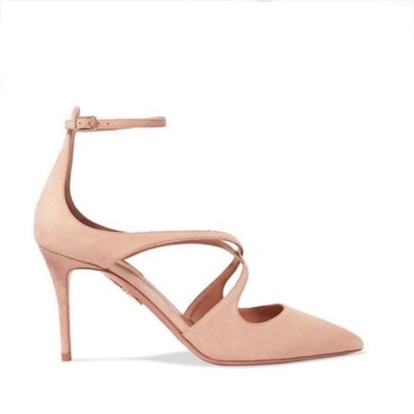 Aquazzura Pink Nude Suede Stiletto Pumps US8.5 - Picture 10 of 15